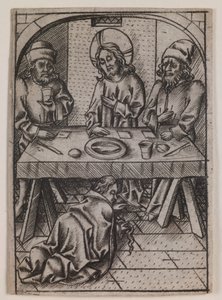 Maria Magdalena obmywająca stopy Chrystusa, ok. 1500 r. (rycina) autorstwa Israhel van the younger Meckenem