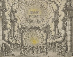Projekt scenografii teatralnej Giacomo Torelli da Fano do baletu „Les Noces de...”, 1654 autorstwa Israël Silvestre