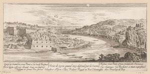 Widok na Lyon w zakolu Saony Veue de Lyon quand on y decade par la Saone (tytuł na obiekcie)
