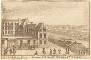 Widok Domu Monsieur de Bretonuiller na Isle Nostre Dame autorstwa Israël Silvestre