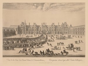 Widok na Cour du Cheval-Blanc w Fontainebleau autorstwa Israël Silvestre