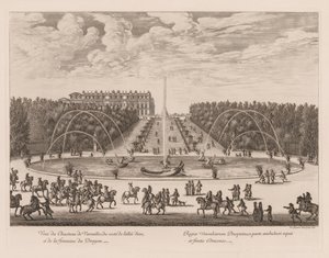Widok na Château de Versailles, od strony alei i fontannę Smoka autorstwa Israël Silvestre
