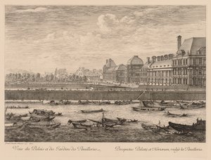 Widok na Pałac i Ogrody Tuileries od strony nabrzeża, 1670. autorstwa Israël Silvestre
