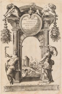 Książka należąca do architektury [Strona tytułowa] autorstwa Italian 16th Century, after Antonio Labacco, published by Giovanni Boni