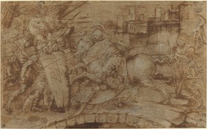 Horatius Cocles w obronie Rzymu autorstwa Italian 16th Century or Master of the Victoria and Albert Diableries