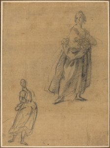 Dwa studia o stojącej kobiecie autorstwa Italian 17th Century