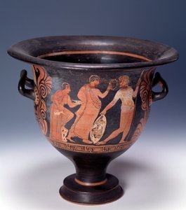 Krater z Cumae reprezentujący scenę ofiarowania (terakota, 320-310 pne)