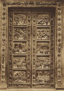 Firenze / Florencja: Baptysterium, Drzwi Główne, Lorenzo Ghiberti (zdjęcie czarno-białe) autorstwa Italian Photographer