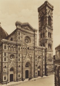 Firenze / Florencja: Fasada Katedry, Arch De Fabris i del Moro (zdjęcie czarno-białe) autorstwa Italian Photographer