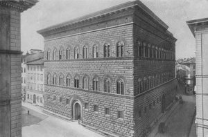 Florencja, Palazzo Strozzi (zdjęcie czarno-białe) autorstwa Italian Photographer