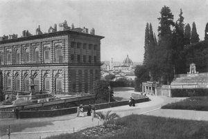 Florencja i Palazzo Pitti, Tylna część z widokiem na katedrę (zdjęcie czarno-białe) autorstwa Italian Photographer