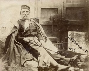 Giuseppe Garibaldi w Aspromonte, z kontuzją nogi w 1862 r. autorstwa Italian Photographer