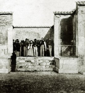 Giuseppe Garibaldi z Giuseppe Fiorelli z wizytą w Pompejach autorstwa Italian Photographer