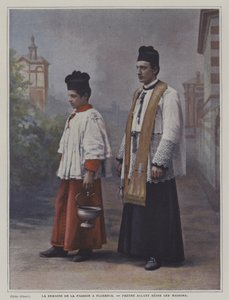 Wielki Tydzień we Florencji: ksiądz w drodze po błogosławieństwo (zdjęcie kolorowe) autorstwa Italian Photographer