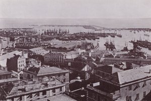 Włochy: Genua, panorama (zdjęcie czarno-białe) autorstwa Italian Photographer