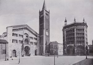 Włochy: Parma, katedra i baptysterium (zdjęcie czarno-białe) autorstwa Italian Photographer