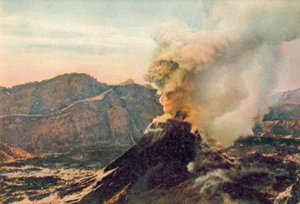 Neapol: Wezuwiusz w trakcie erupcji (zdjęcie kolorowe) autorstwa Italian Photographer