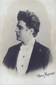 Pietro Mascagni, włoski kompozytor opery Cavalleria Rusticana (zdjęcie czarno-białe) autorstwa Italian Photographer