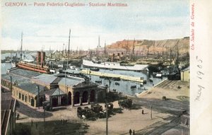 Ponte Federico Guglielmo i terminal promowy, Genua autorstwa Italian Photographer