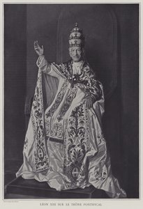 Papież Leon XIII na tronie papieskim (zdjęcie czarno-białe) autorstwa Italian Photographer