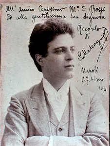 Portret Pietro Mascagniego (1863-1945) włoskiego kompozytora autorstwa Italian Photographer