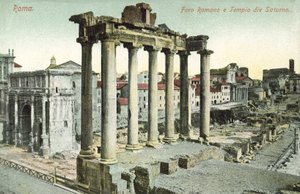 Rzym, Włochy, Forum Romanum, Świątynia Saturna autorstwa Italian Photographer