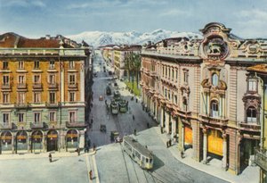 Turyn - Piazza Solferino i Via Cernaia (zdjęcie kolorowe)