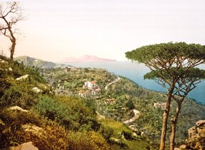Widok Wezuwiusza przez Zatokę Neapolitańską, 1890-1900 autorstwa Italian Photographer