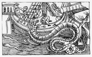 Wąż morski, z „Historii narodów północnych” Olausa Magnusa (1490-1557) opublikowanej w Rzymie, 1555
