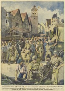 Gigantyczny nalot Niemców (kolorowa litografia) autorstwa Italian School