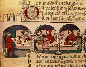 Posiłek w karczmie, z Codex Entree dEspagne autorstwa Italian School