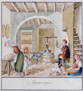 Rustykalne wnętrze w Cagliari, druk ms. 258, Kolekcja Luzzetti autorstwa Italian School