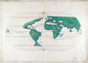 Dodać. 19927, ff.12v-13 Mapa świata, ilustracja z „Atlasu Portolan” autorstwa Italian School