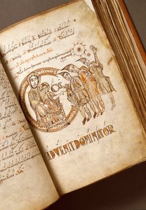 Adoracja Rękopisu Trzech Króli szkoły bolońskiej. (Ms.123-Foglio 40 r) Rzym z XI wieku, Biblioteca Angelica autorstwa Italian School