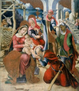 Adoracja Trzech Króli. Panel, część rozebranego retablo kościoła Santa Maria degli Angeli w Bortigali na Sardynii autorstwa Italian School