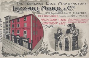 Reklama koronki Lazzari Moro & Co, Florencja; Włochy (kolor lito) autorstwa Italian School