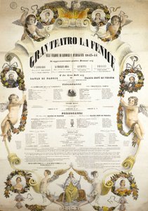 Plakat dla Theatre de La Fenice w Wenecji na sezon 1843 - 1844. autorstwa Italian School