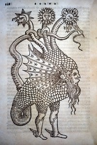 Alchimie: Monster Hybrid, w – „The Transmutatione Metallica Sogni Tre” Giovanniego Battisty Nazari, zredagowane w Brescii w 1599 roku. autorstwa Italian School