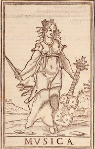 „Alegoria muzyki” Strona z eseju „Suma wszystkich nauk” Aurelio Marinati (XVI w.) autorstwa Italian School