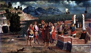 Apollo i Posejdon przybywają z pomocą Laomedonowi, ok. 1500 autorstwa Italian School