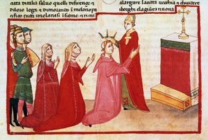 Arcybiskup Mediolanu koronuje Henryka VII i jego żonę autorstwa Italian School