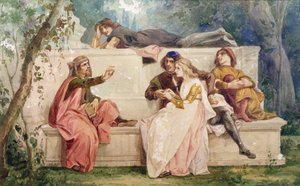 Ariosto i Tiziano (akwarela na papierze) autorstwa Italian School