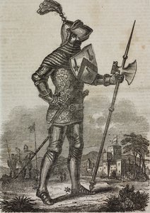 Zbroja z epoki króla Anglii Henryka V, ilustracja z „Teatro Universale...” autorstwa Italian School