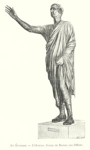 Sztuka etruska, mówca, statua z brązu w Uffizi (rycina) autorstwa Italian School