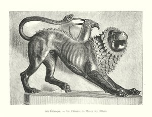 Sztuka etruska, Chimera Muzeum Uffizi (rycina) autorstwa Italian School