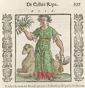 Azjatycka alegoria z wielbłądem. Rycina z „Ikonologii” Cesare Ripy (1550 ok. 1622) autorstwa Italian School