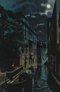 Tylny kanał, Wenecja (kolorowa litografia) autorstwa Italian School