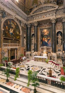 Sztuka barokowa: widok wnętrza kościoła jezuickiego pod wezwaniem Najświętszego Imienia Jezus (chiesa del Gesu) w Rzymie autorstwa Italian School