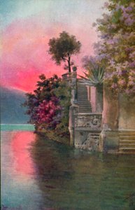 Bellagio, jezioro Como, Włochy (kolorowa litografia) autorstwa Italian School
