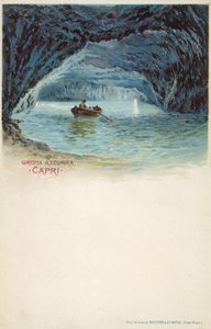 Błękitna Grota, Capri (kolorowa litografia) autorstwa Italian School